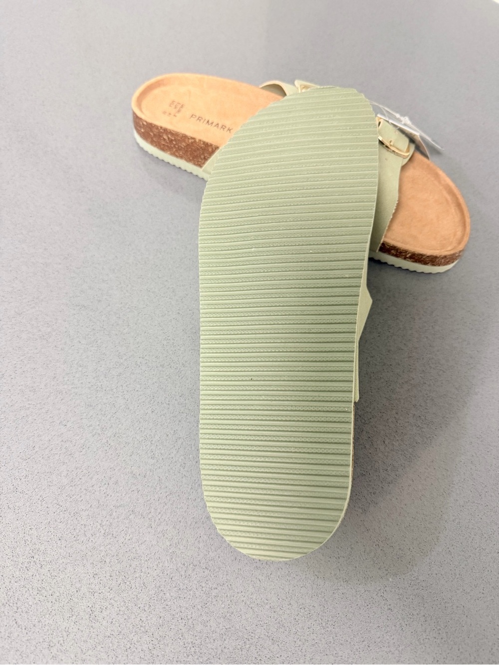 Green double Buckle footbed Slide Sandals cork midsole size 10 comfortable - Picture 5 of 7
